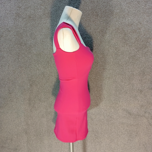 PRETTYLITTLETHING HOT PINK SCUBA CREPE STRAPPY BODYCON MINI DRESS Y2K UK 6 - Picture 3 of 5